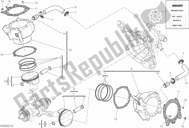All parts for the Cylinders - Pistons of the Ducati Multistrada 1200 ABS USA 2017